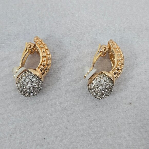 Rau Klikit Demi Pave Rhinestone 18" Snap Necklace w/Matching Earrings Signed LN - Picture 2 of 14